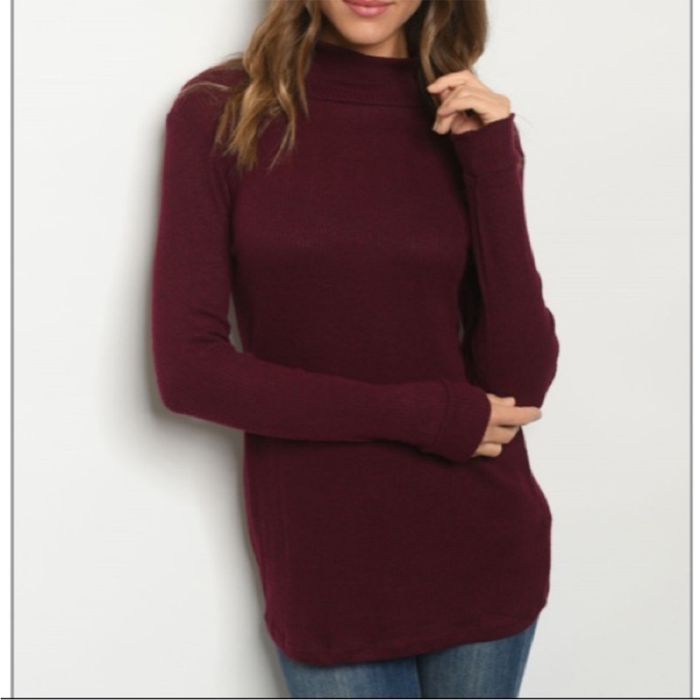 Wine Color Long Sleeve Tunic Top - Picture 1 of 2